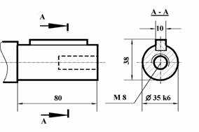 Размеры выходного цилиндрического вала редуктора червячного  Ч-80